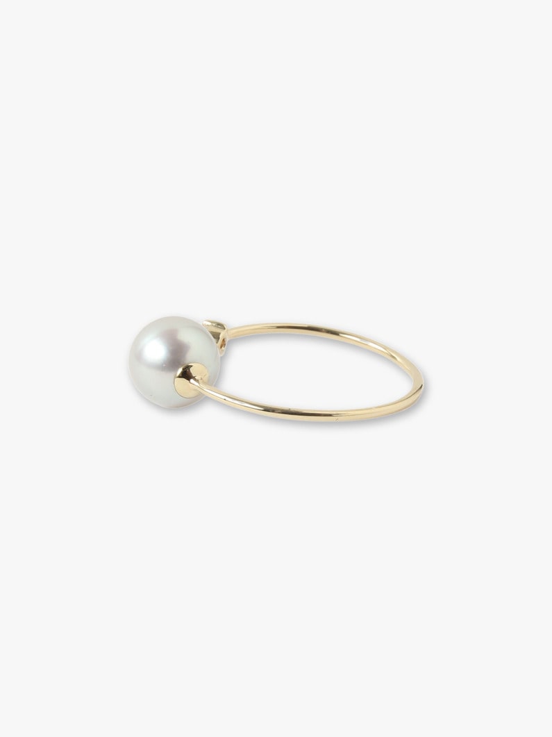 14K Yellow Gold Open Diamond and Freshwater Gray Pearl Ring 詳細画像 other 1