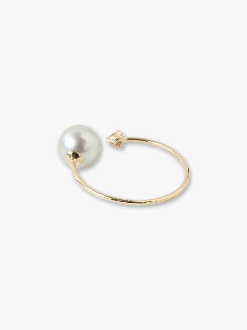 14K Yellow Gold Open Diamond and Freshwater Gray Pearl Ring 詳細画像 other 2