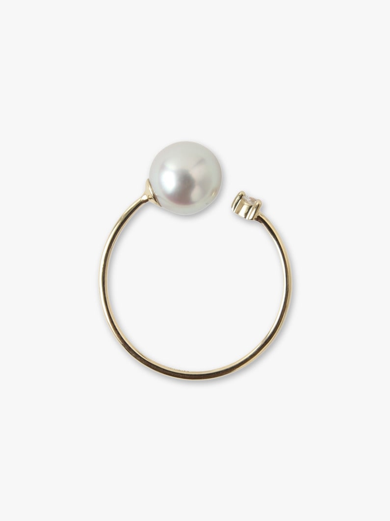 14K Yellow Gold Open Diamond and Freshwater Gray Pearl Ring 詳細画像 other 3