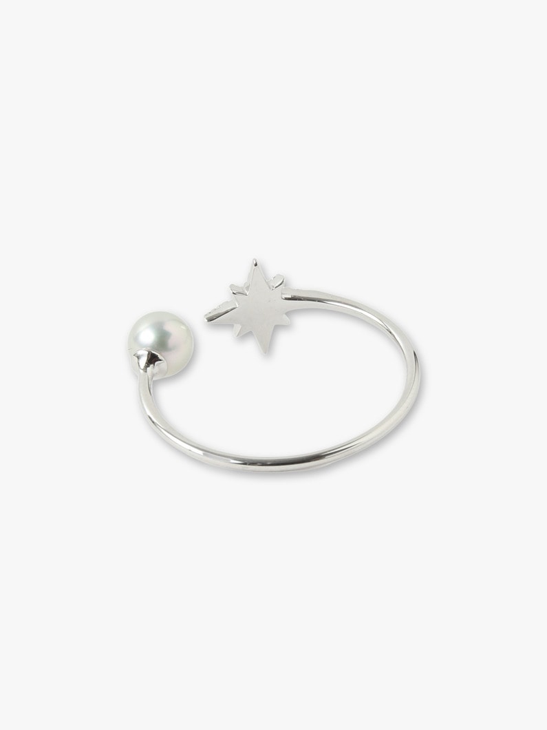 14kt White Gold Small Diamond Star and Gray Pearl Ring 詳細画像 other 2