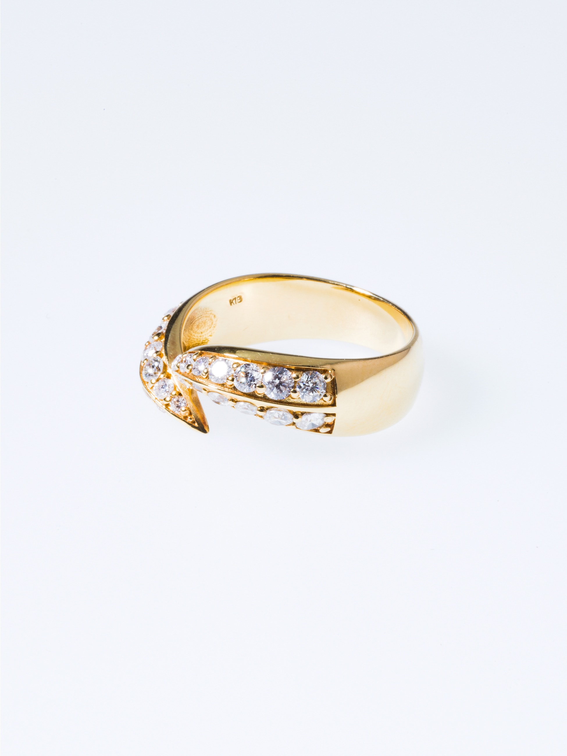 K18 Yellow Gold Diamond Own Wave Ring