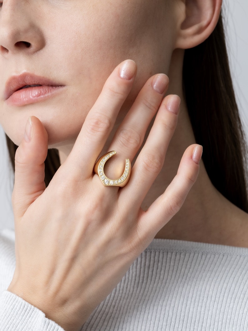 ダイヤモンド ホースシューリング（ラージ） 詳細画像 gold 3