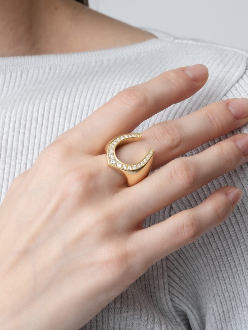 ダイヤモンド ホースシューリング（ラージ） 詳細画像 gold 4