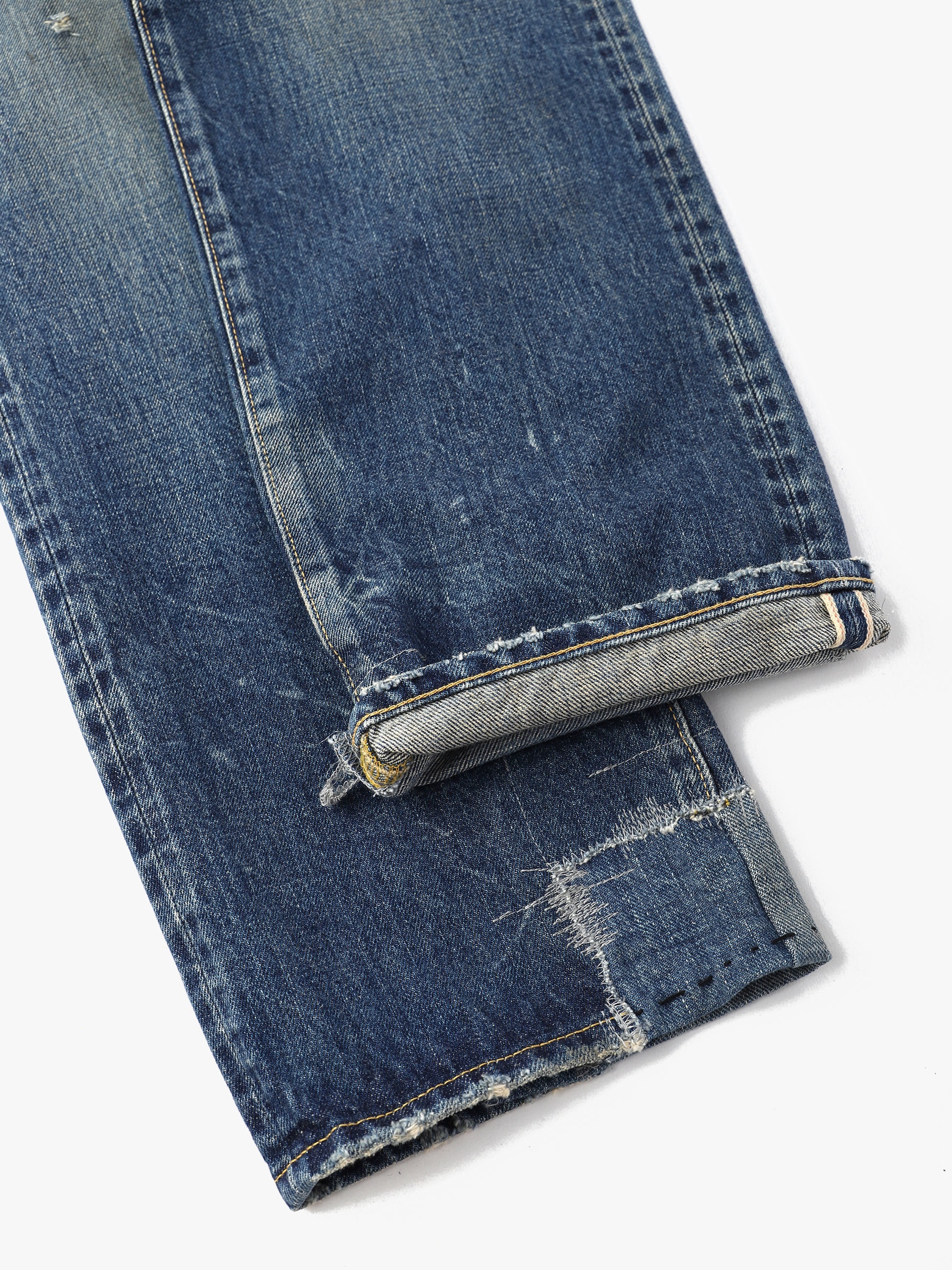 Used Straight Repair Denim Pants