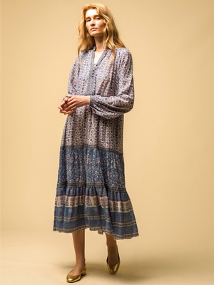 India Cotton Print Festival Dress 詳細画像 blue