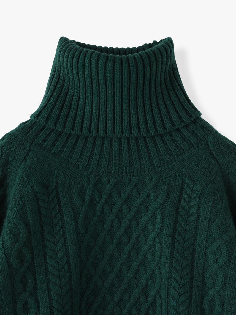 Wool Cashmere Cable Turtle Neck Pullover 詳細画像 navy 3