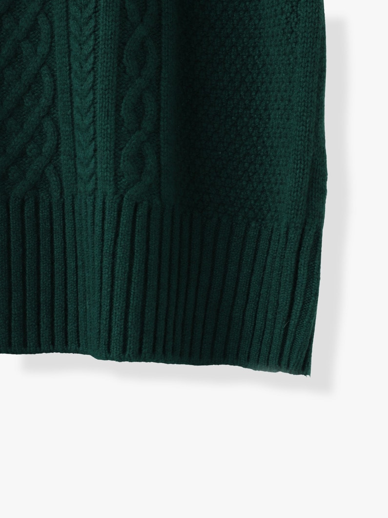 Wool Cashmere Cable Turtle Neck Pullover 詳細画像 green 6