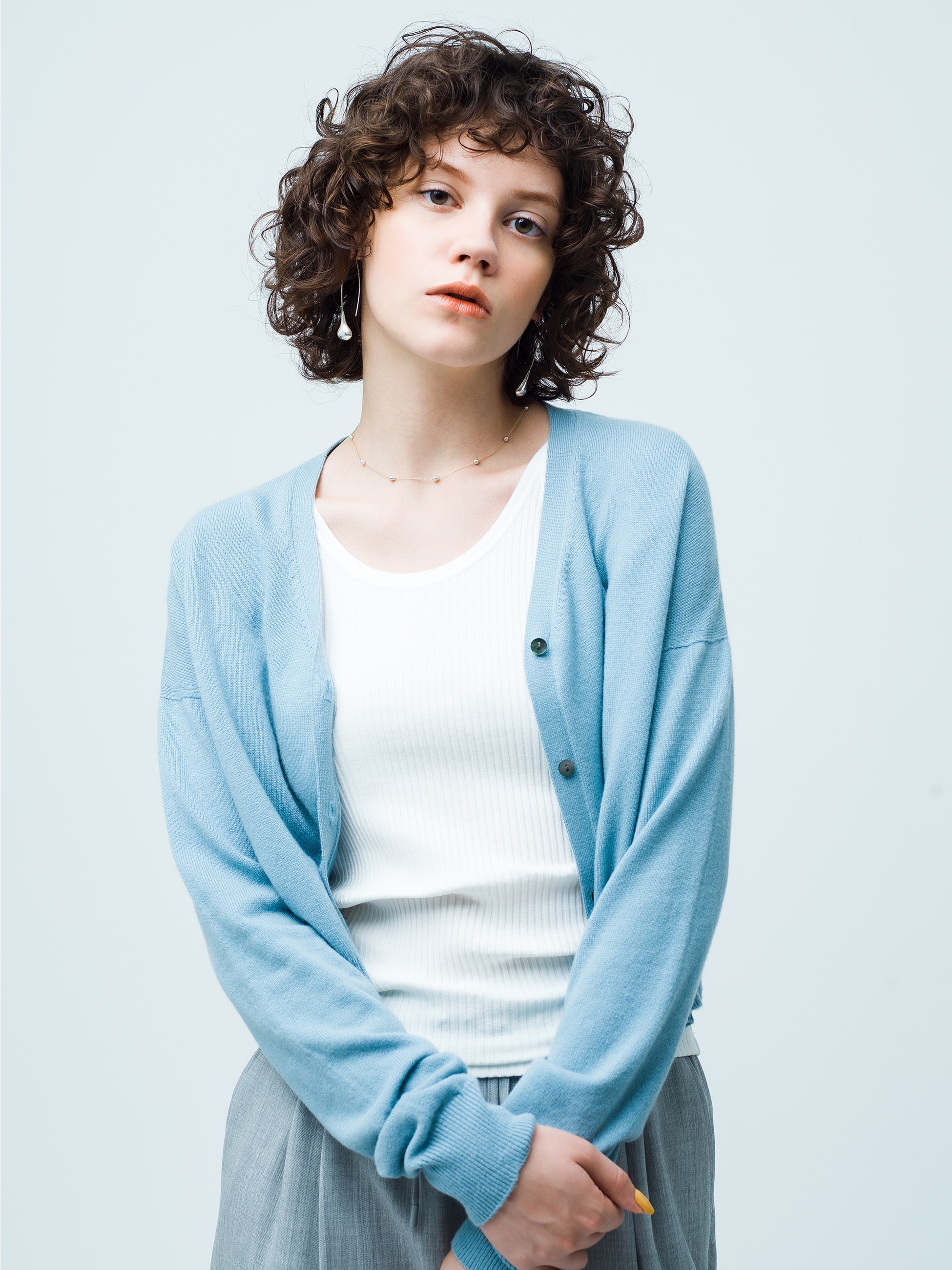 teal cropped cardigan