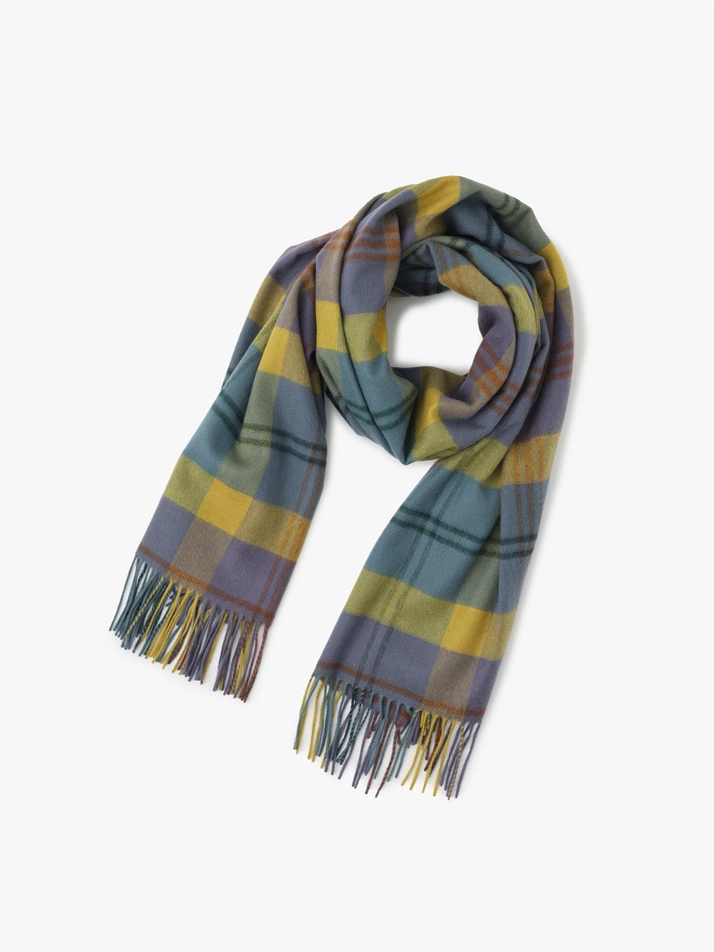 Cashmere Check Stole (yellow) 詳細画像 yellow 2