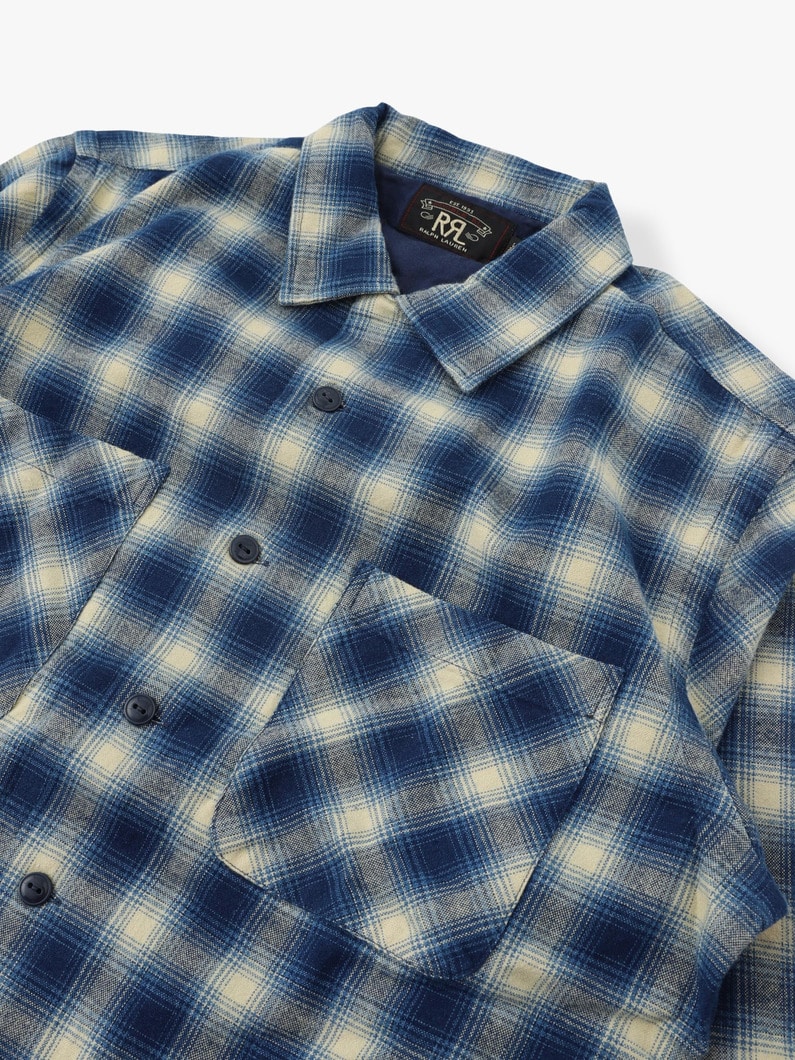 Ombre Plaid Camp Long Sleeve Shirt 詳細画像 red 4