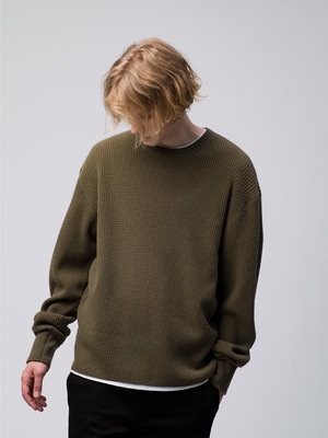 Waffle Wool Pullover 詳細画像 olive