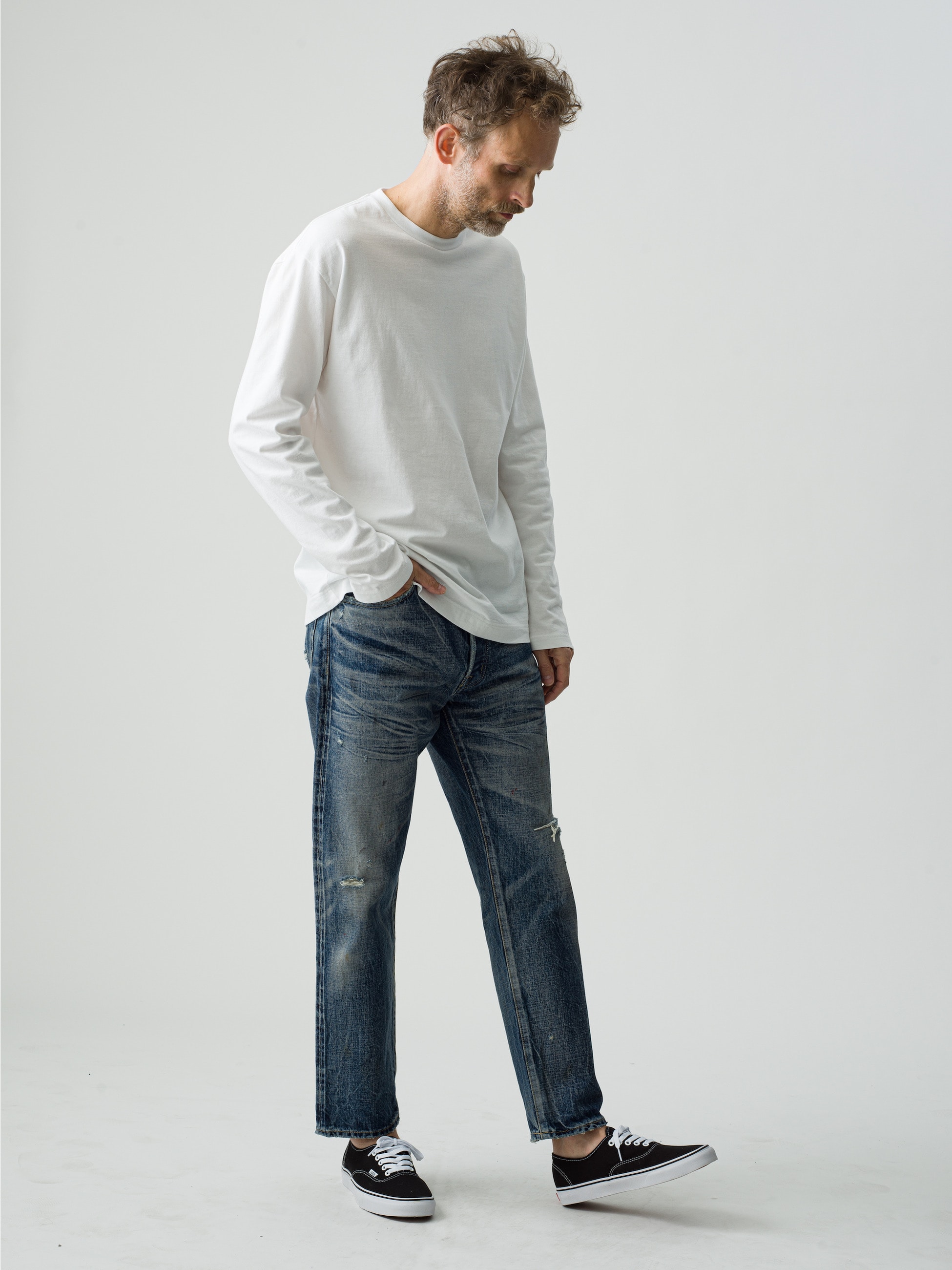 Jeanshose Röhrenjeans Straight Cut Slim Fit Hose Clubwear Herren OZONEE B//55082