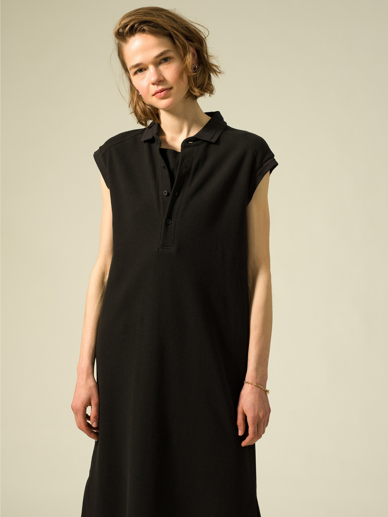 Organic Cotton Polo Shirt Dress 詳細画像 black 2