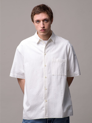 Seersucker Short Sleeve Shirt 詳細画像 white