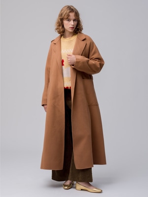 Luxe Beaver Long Coat (brown/navy) 詳細画像 brown