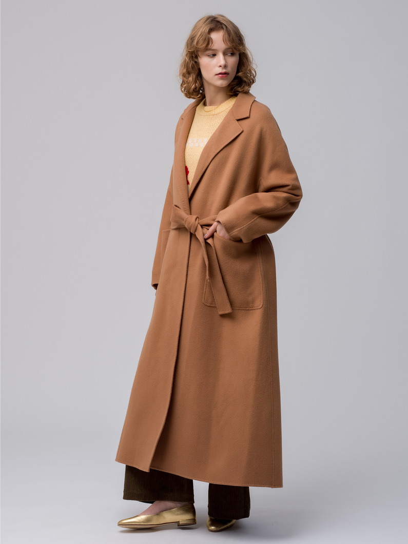 Luxe Beaver Long Coat (brown/navy) 詳細画像 brown 2