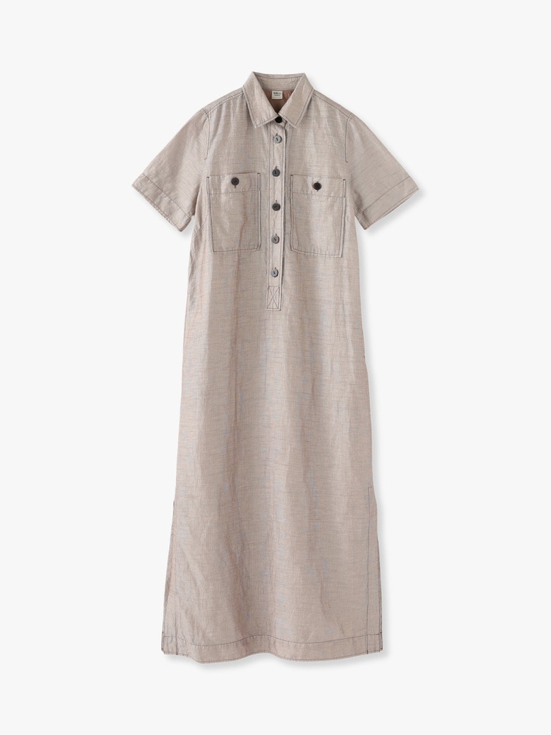 Linen Side Slit Shirt Dress 詳細画像 beige 3
