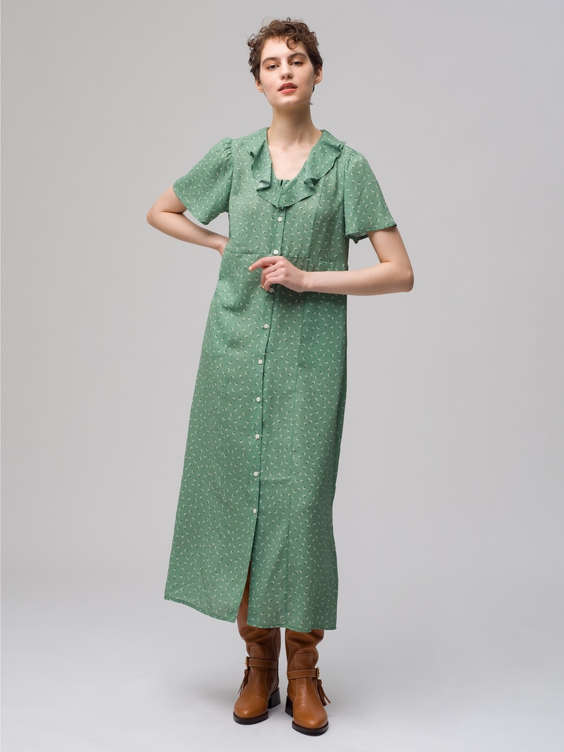 70s Flower Print Dress 詳細画像 green 1