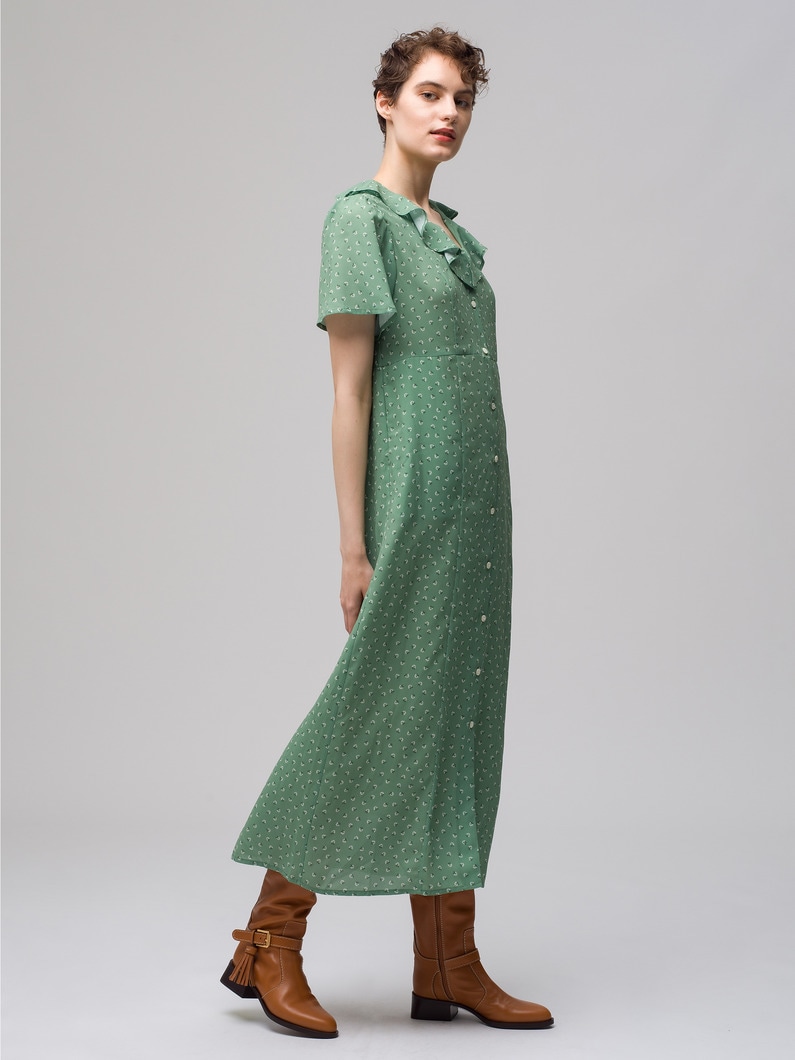 70s Flower Print Dress 詳細画像 green 2