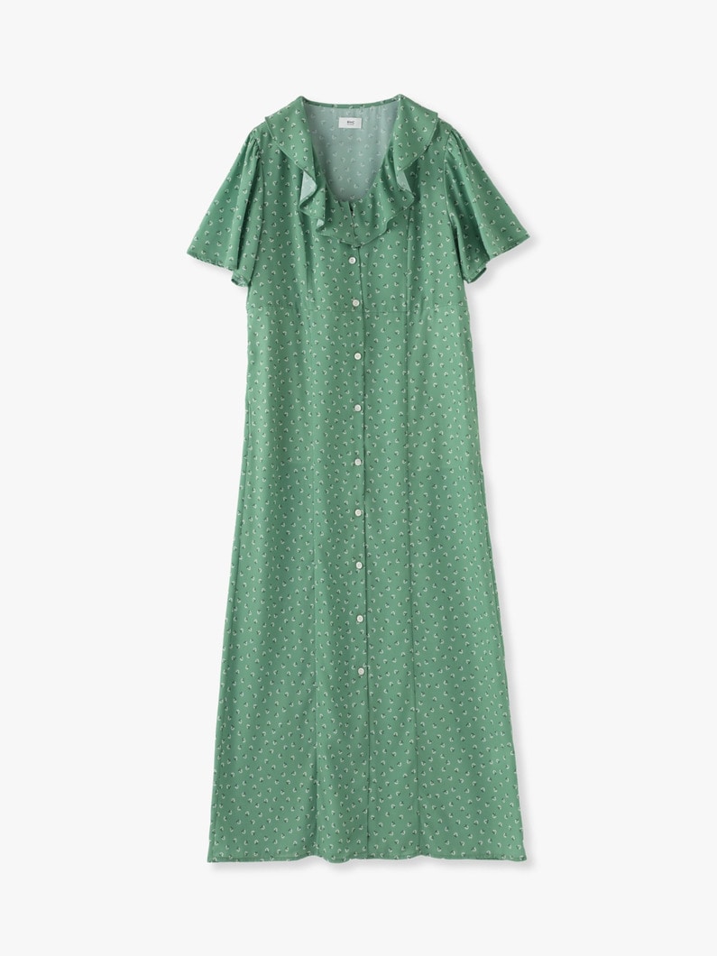 70s Flower Print Dress 詳細画像 green 3