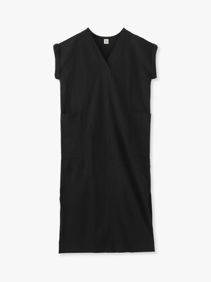 Uneven Yarn V Neck Dress 詳細画像 black