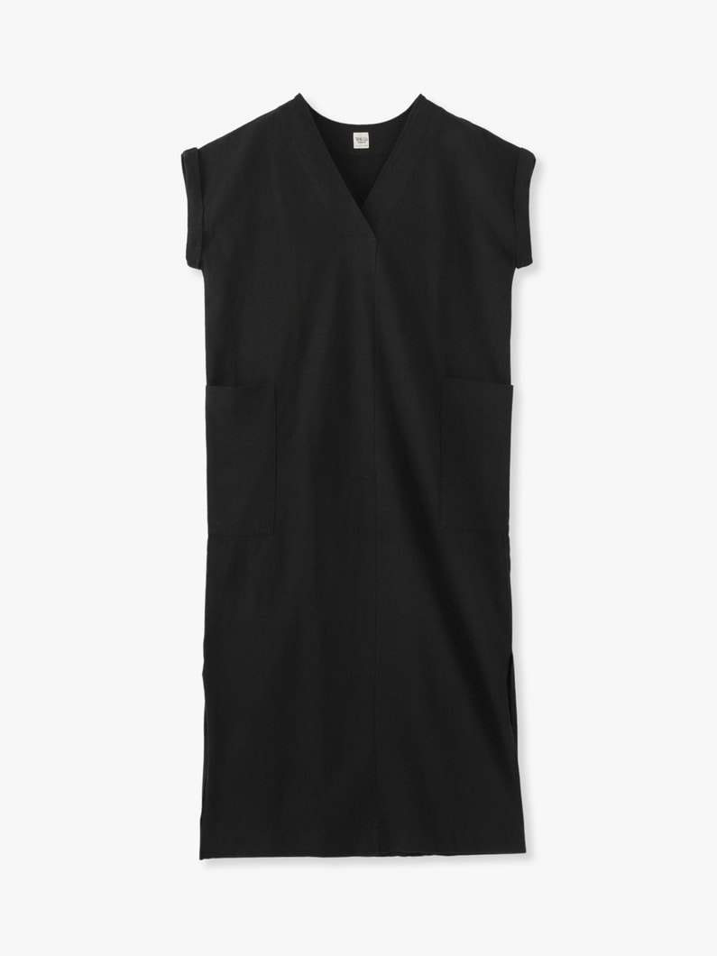 Uneven Yarn V Neck Dress 詳細画像 black 1