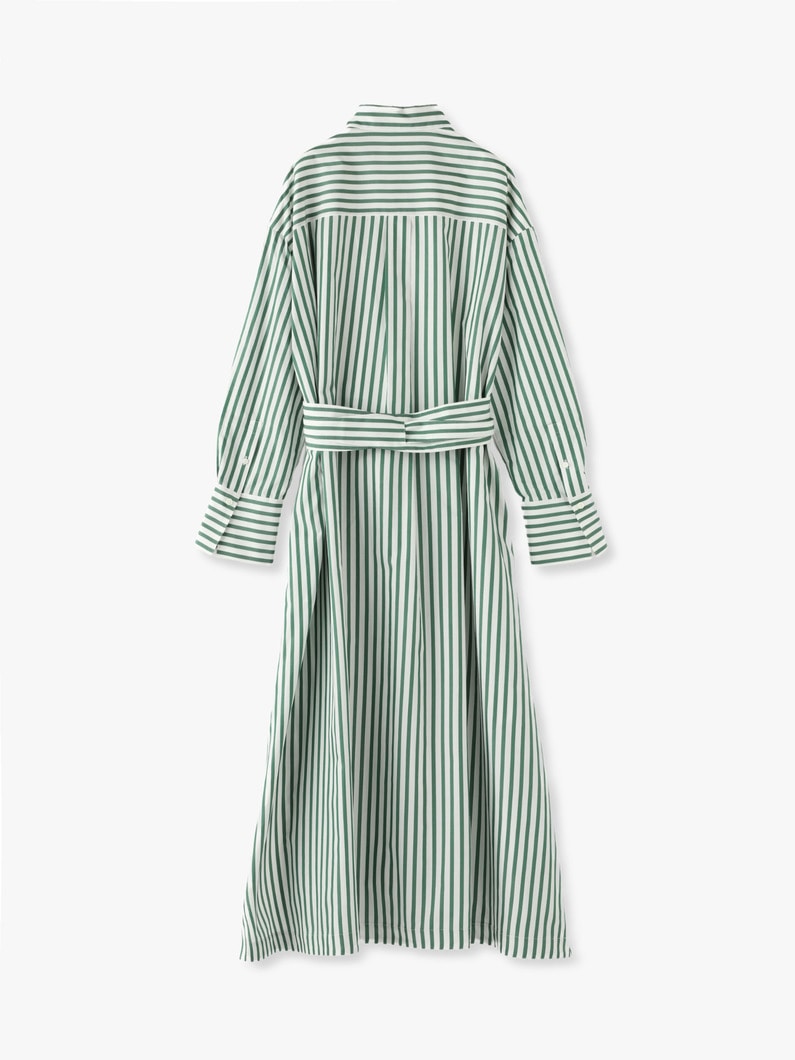 Silk Cotton Striped Shirt Dress 詳細画像 green 3