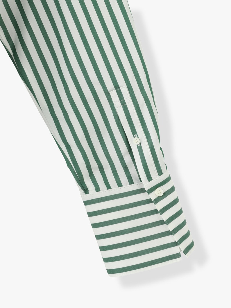 Silk Cotton Striped Shirt Dress 詳細画像 green 6