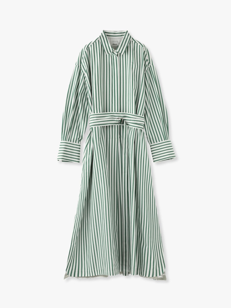 Silk Cotton Striped Shirt Dress 詳細画像 green 2