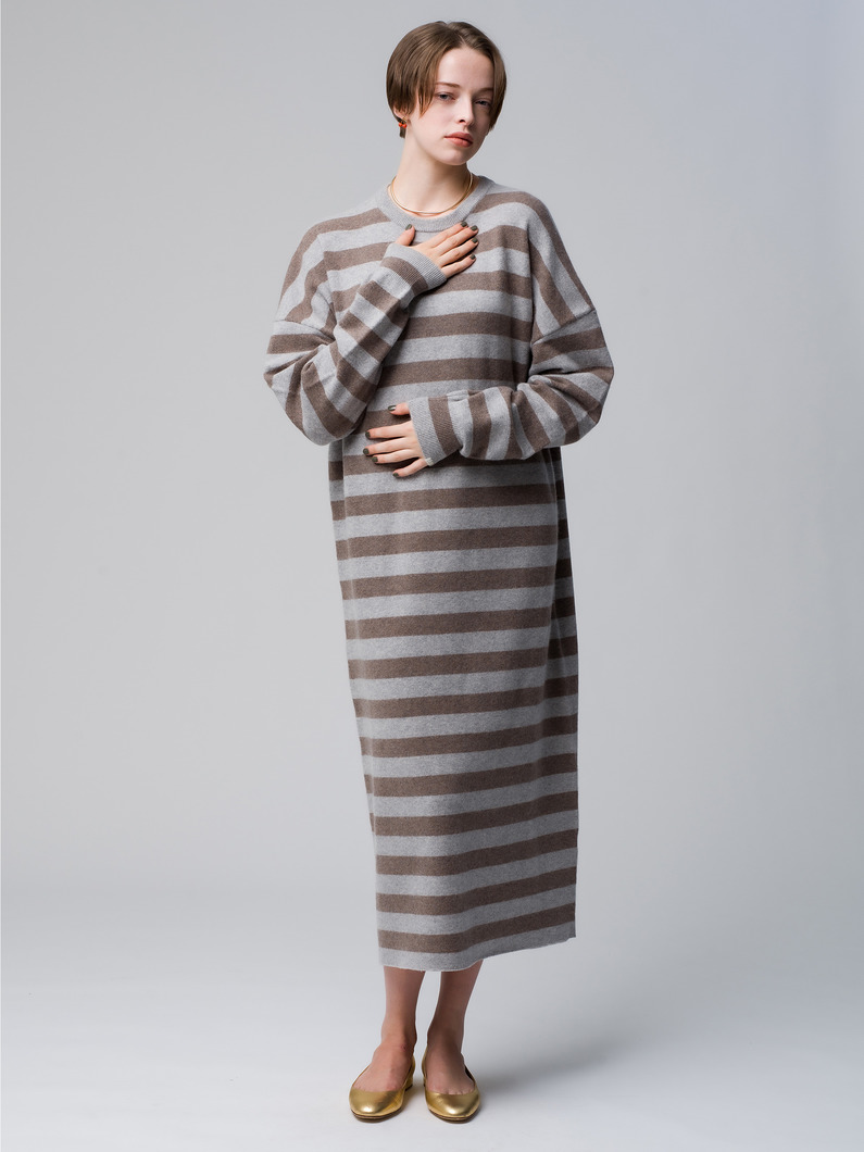 Weird Cashmere Short Dress (striped) 詳細画像 gray 1