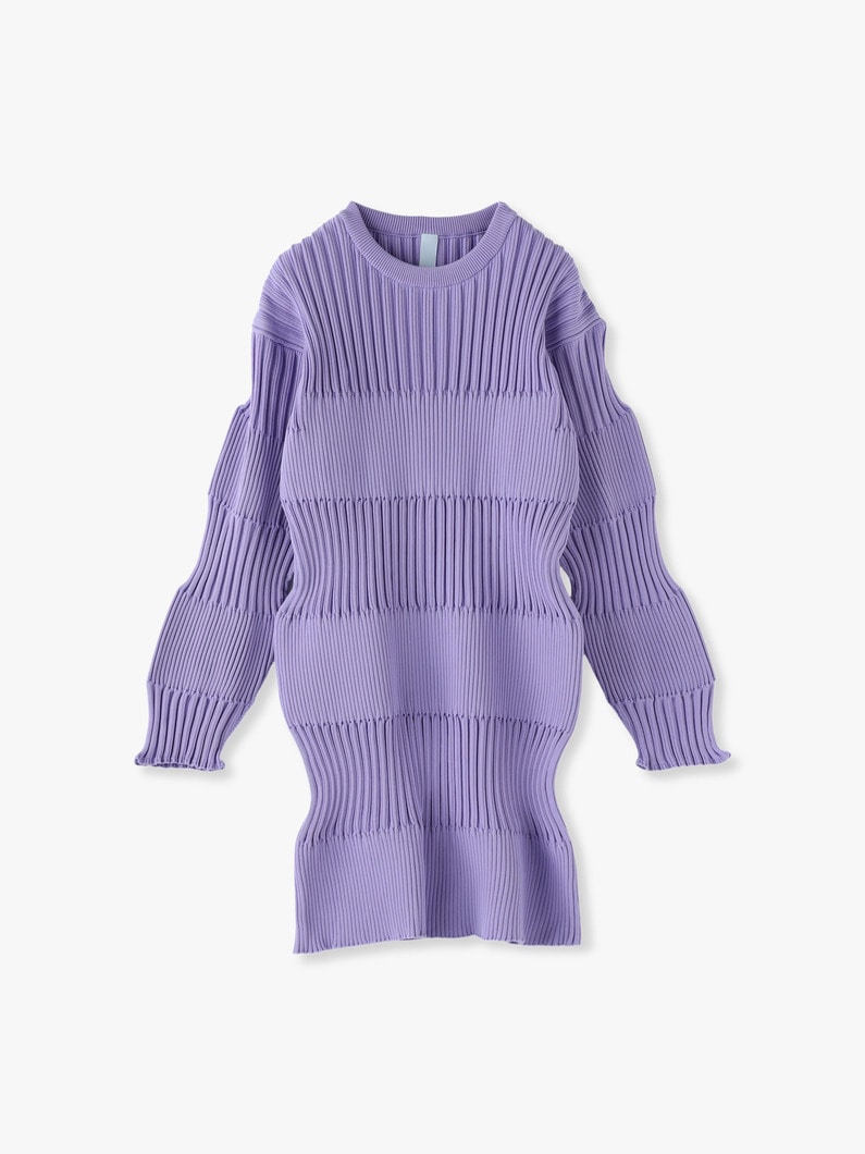Fluted Long Sleeve Mini Dress 詳細画像 light purple 1