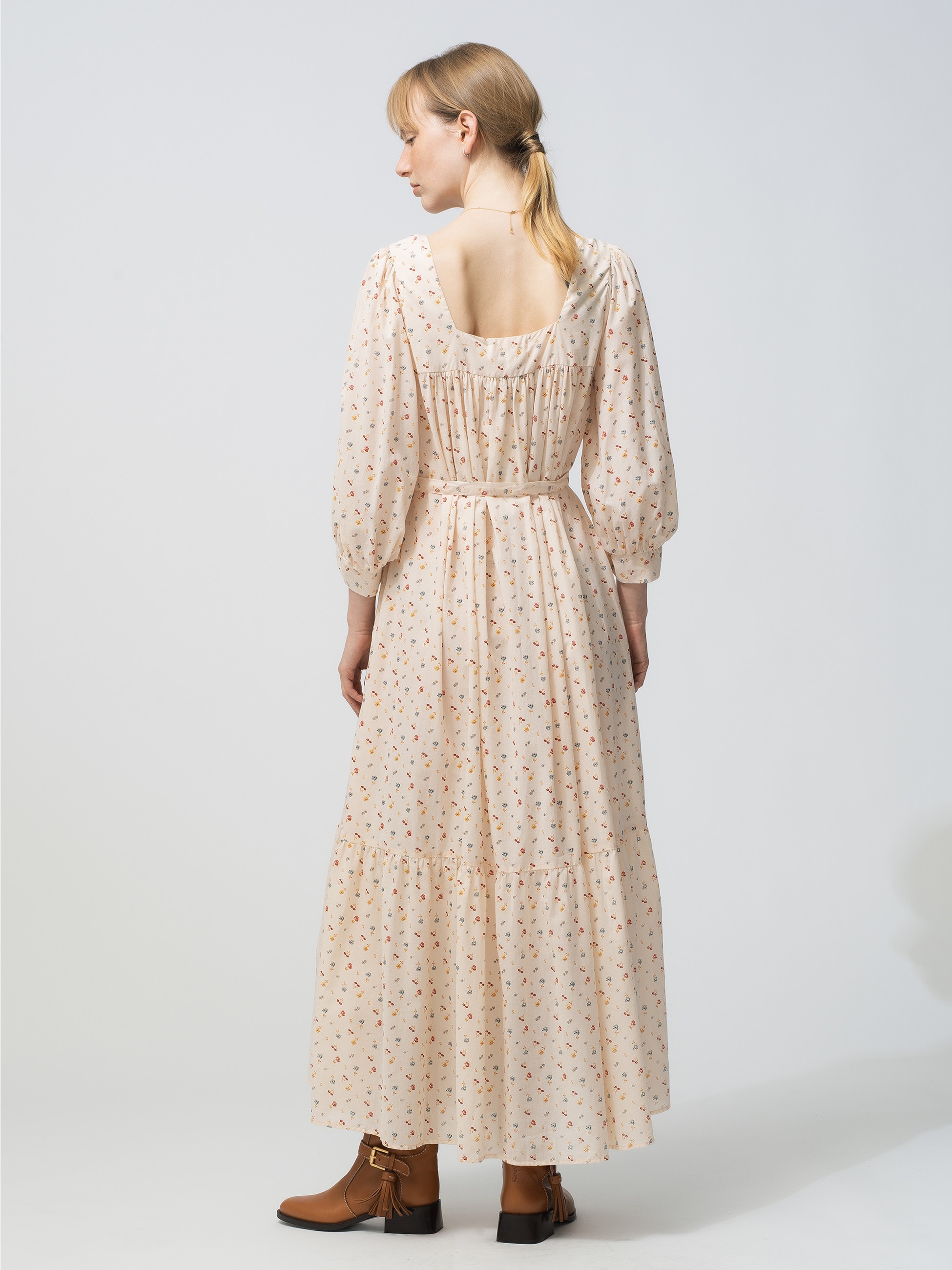 The Bianca Flower Print Dress (cream)