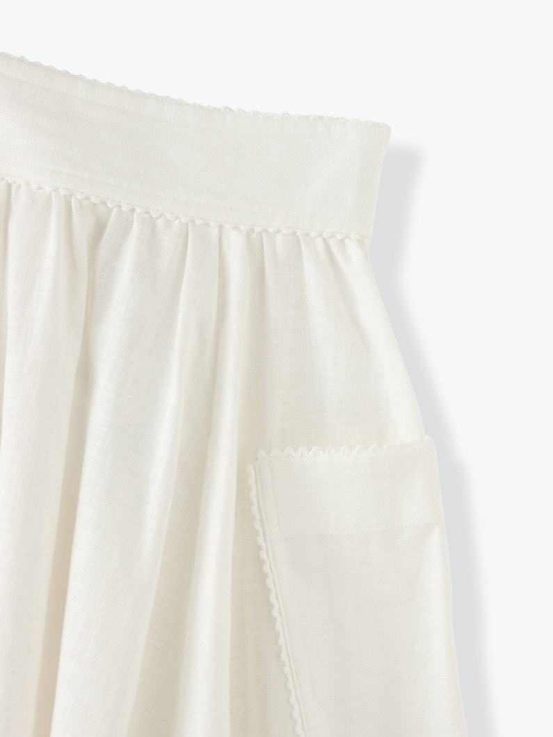 Linen Cotton Gather Lace Skirt 詳細画像 white 4