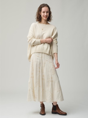 India Embroidery Flare Skirt 詳細画像 ivory