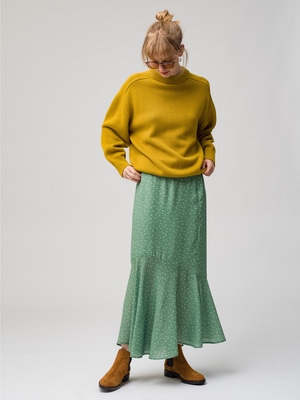 70s Flower Print Mermaid Skirt 詳細画像 green
