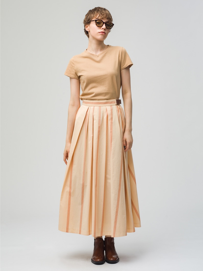 Light Cotton Striped Skirt 詳細画像 light orange 1