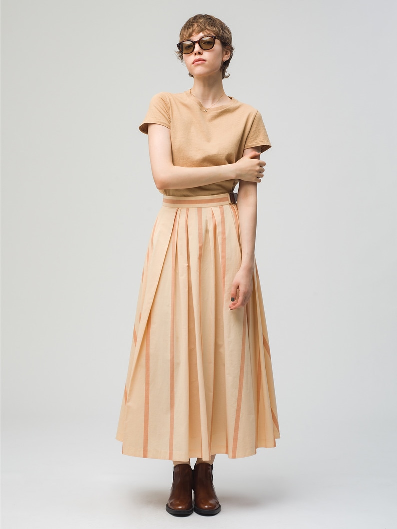 Light Cotton Striped Skirt 詳細画像 light orange 3