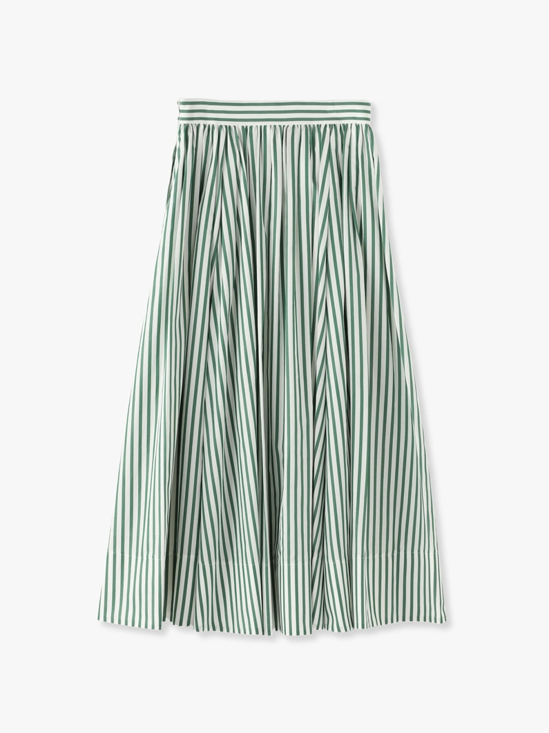 Silk Cotton Striped Flare Skirt 詳細画像 green 4