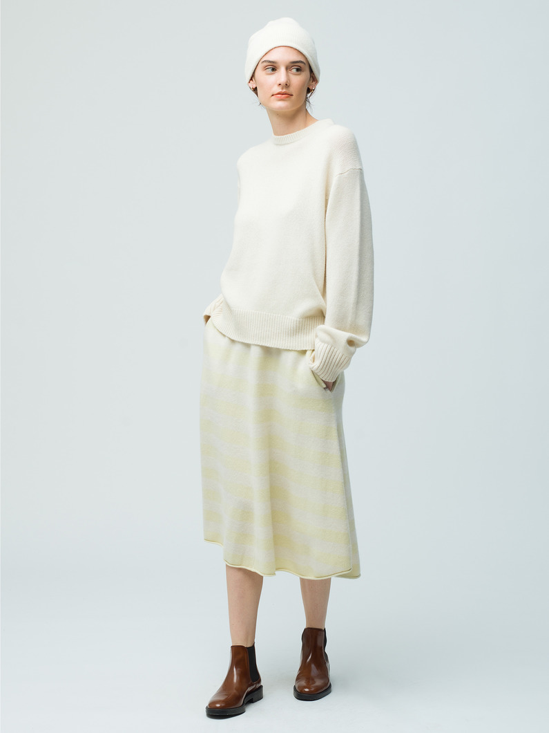 Cashmere A Line Skirt (striped) 詳細画像 light yellow 2