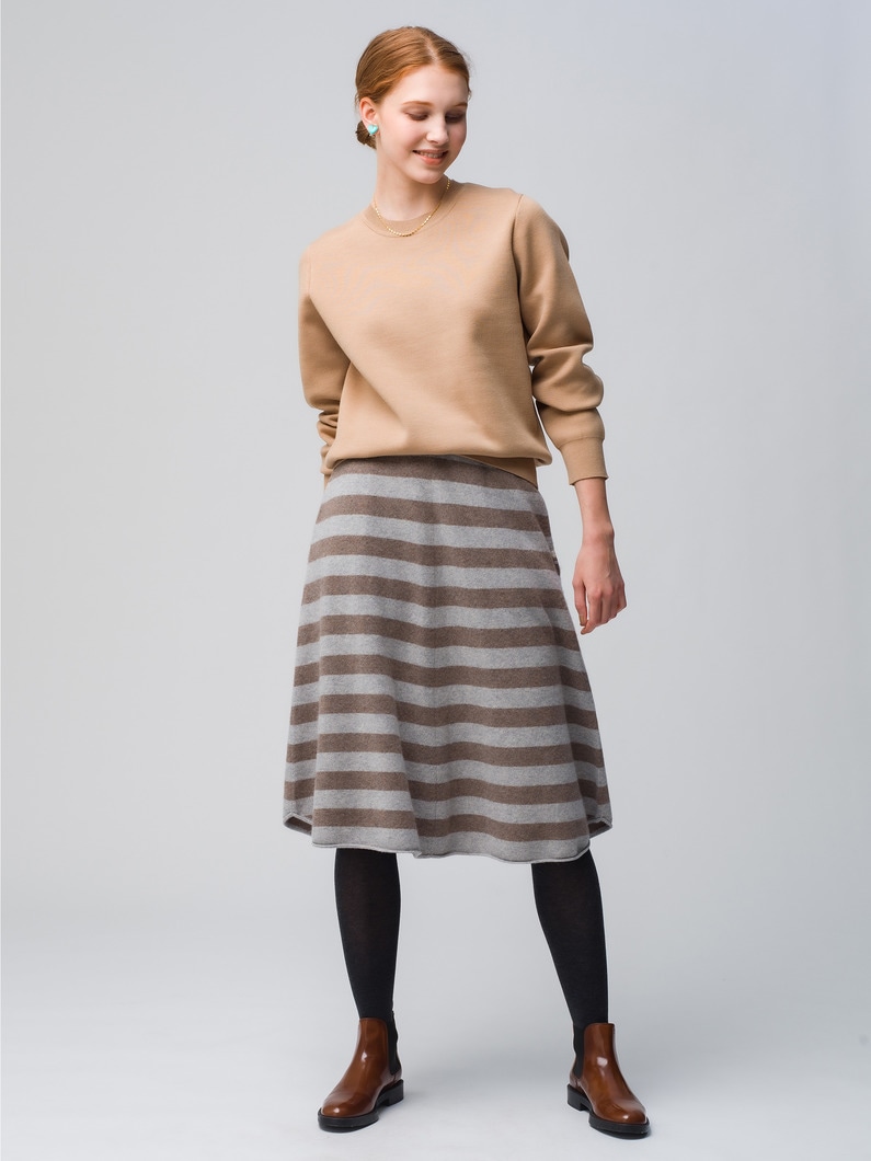 Cashmere A Line Skirt (striped) 詳細画像 gray 2