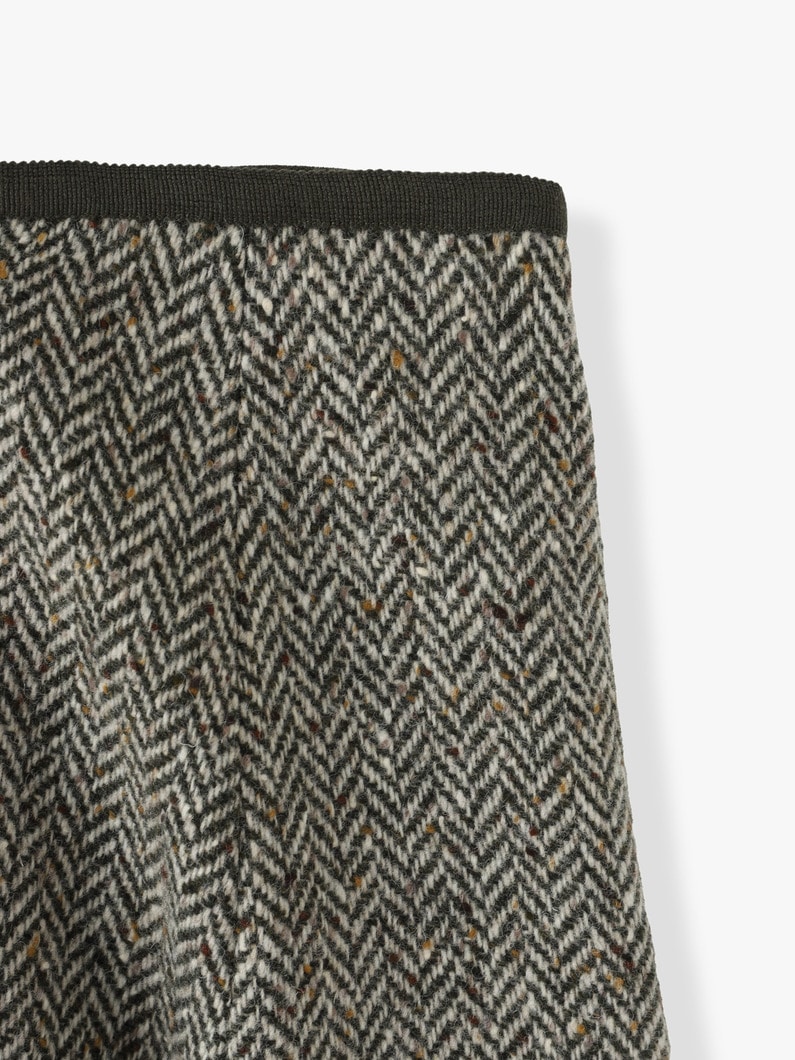Herringbone Wool Flare Skirt (khaki) 詳細画像 khaki 4