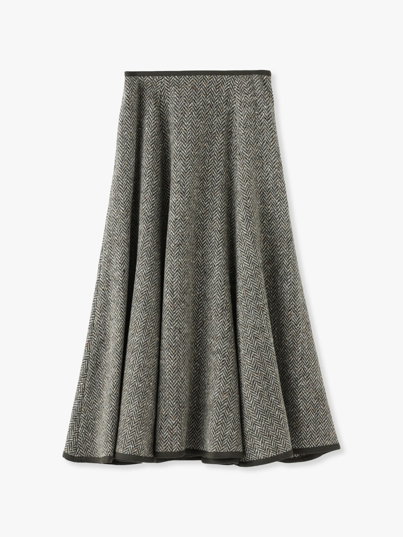 Herringbone Wool Flare Skirt (khaki) 詳細画像 khaki 2