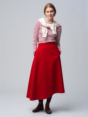 Luxe Melton Flare Skirt 詳細画像 red