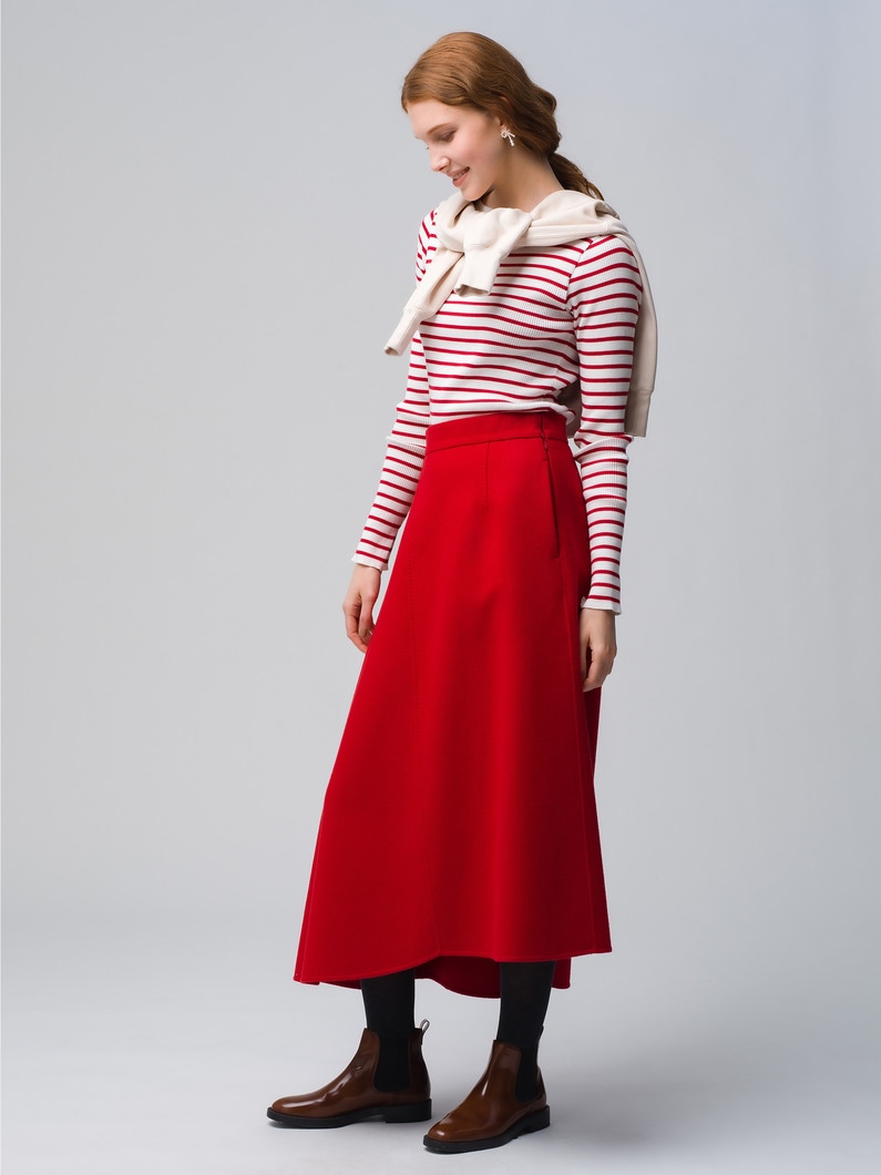 Luxe Melton Flare Skirt 詳細画像 red 2