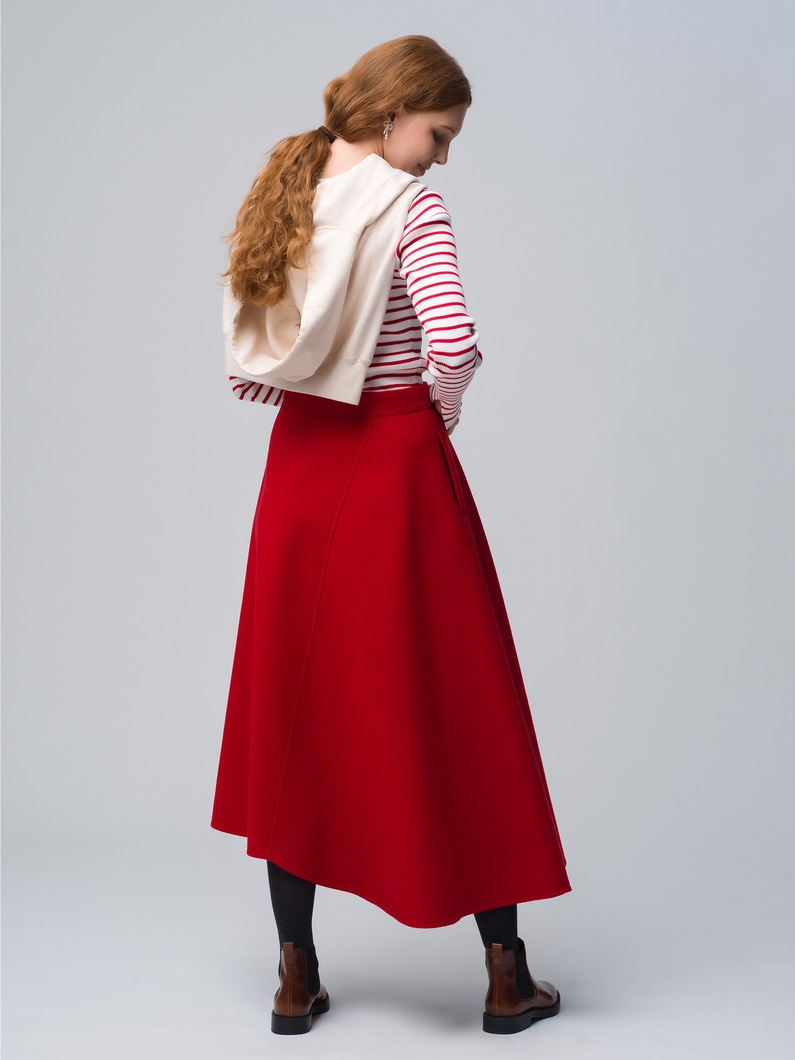 Luxe Melton Flare Skirt 詳細画像 red 3