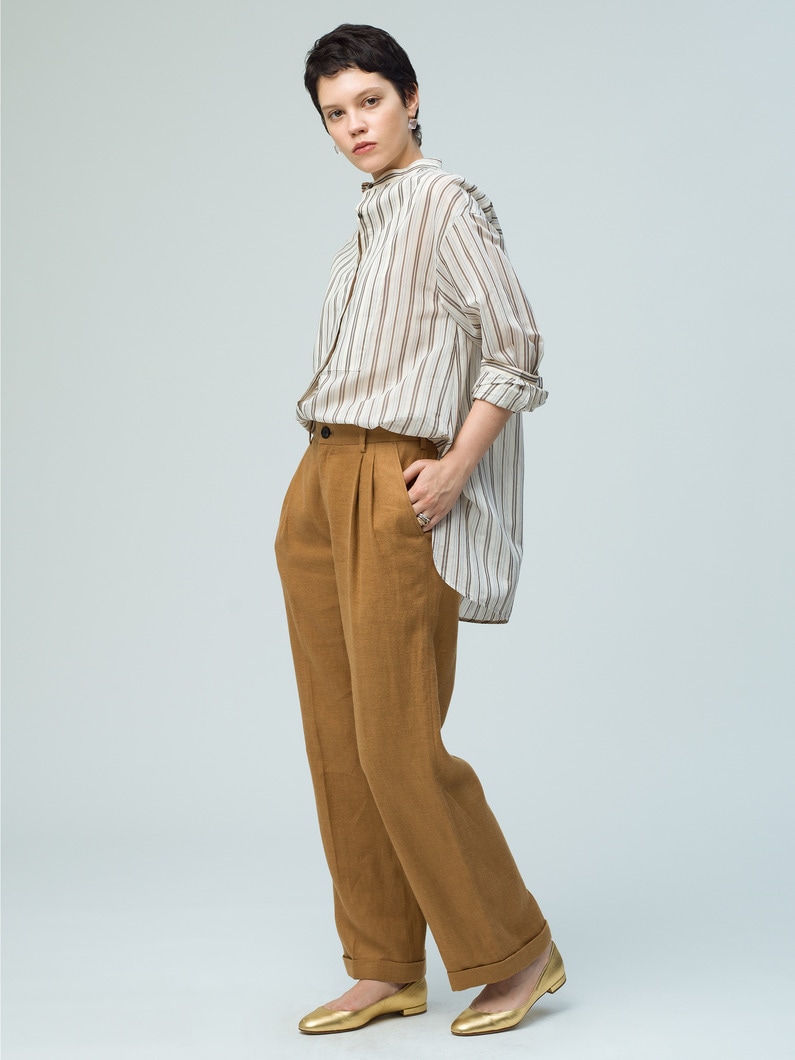 Brushed Linen Chino Pants 詳細画像 brown 1