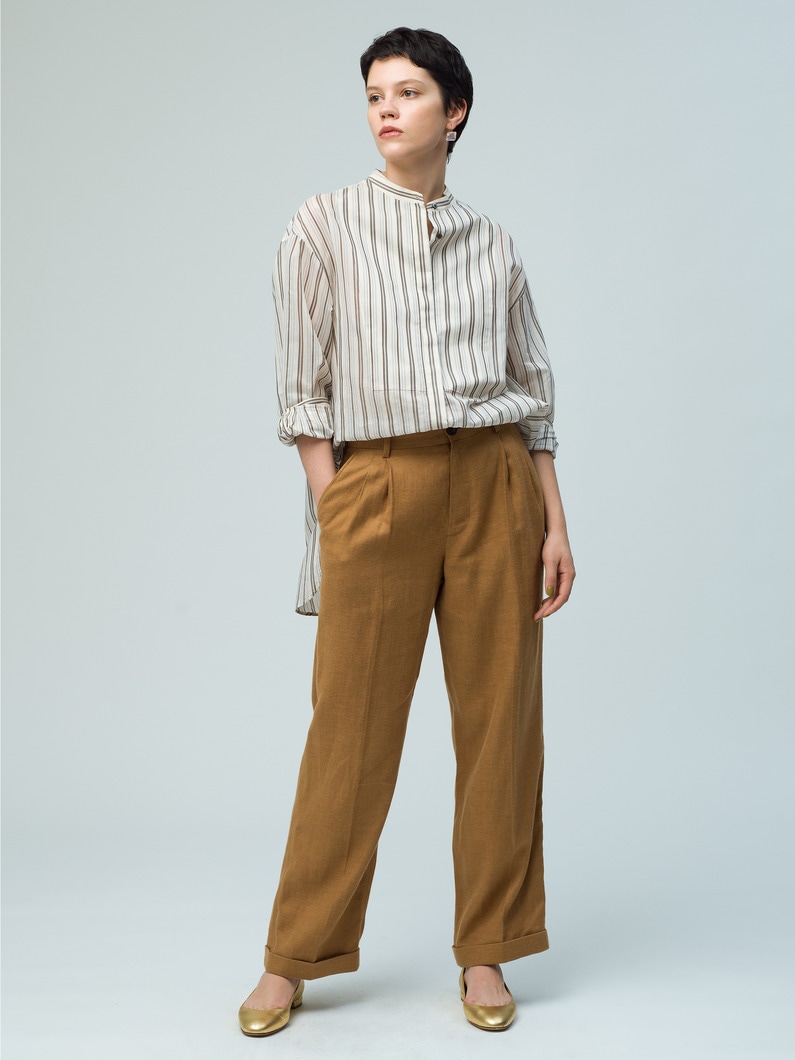 Brushed Linen Chino Pants 詳細画像 brown 2