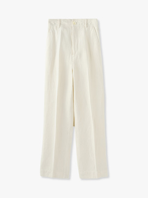 Linen High Waist Pants 詳細画像 white