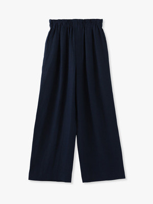 Organic Linen Everyday Tuck Pants (white/navy) 詳細画像 navy