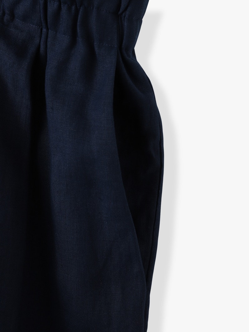 Organic Linen Everyday Tuck Pants (white/navy) 詳細画像 white 5